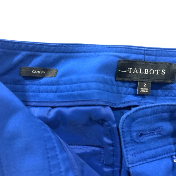 Talbots Curvy Lapis Blue Slacks Crop Stretch Back Elastic Womens Size 2 - Picture 7 of 8